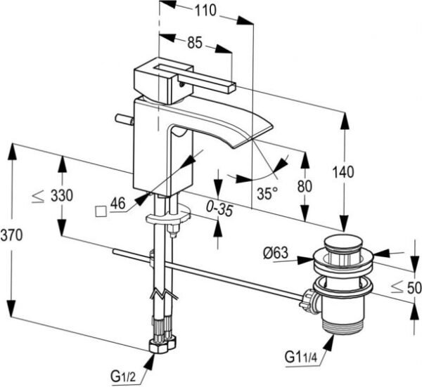 Kludi RAK PROFILE single lever basin mixer - Image 3