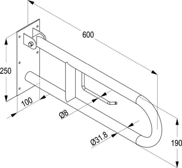 Kludi RAK Folding Up Grab Bar - Image 2