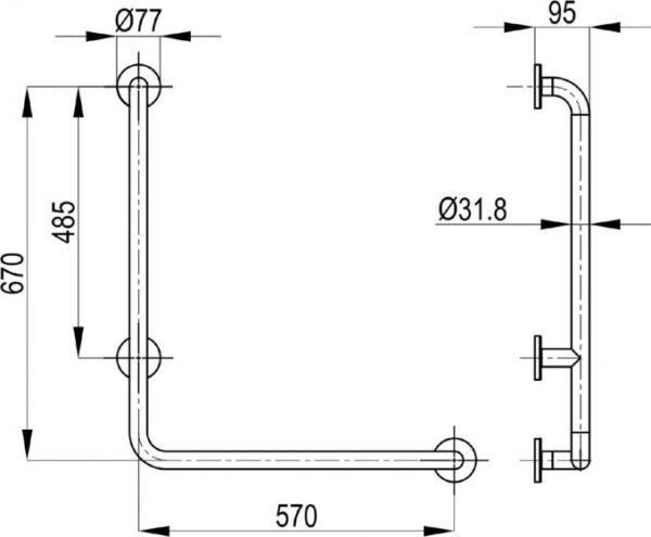 Kludi RAK Grab Bar Right-handed - Image 2